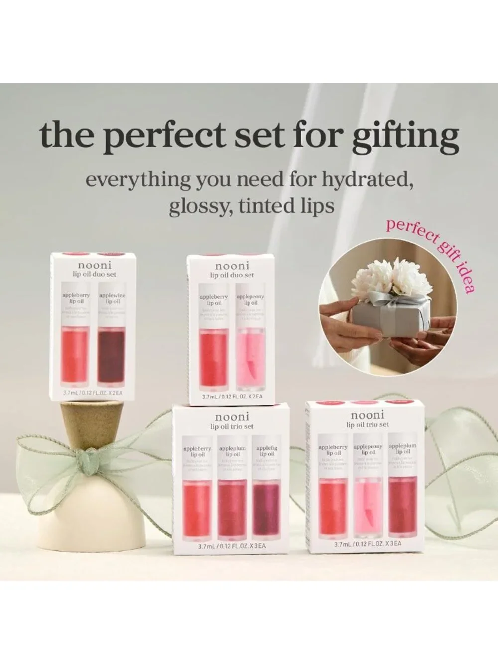Korean Lip Oil Set - Hydrating Plumping Gloss, 24HR Moisture, Waterproof Finish